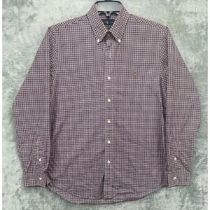 Ralph Lauren Mens Shirt Sz M Multicolor Check Button Up Long 100% Cotton Stretch